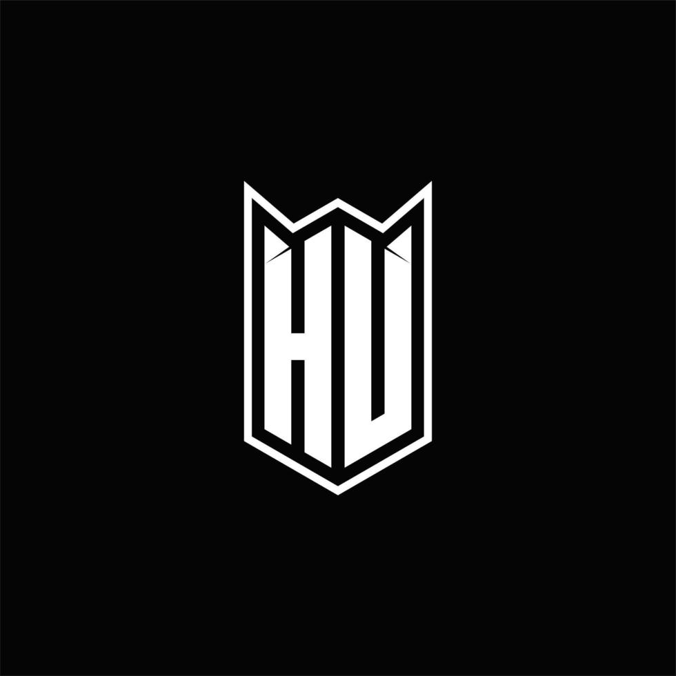 HU Logo monogram with shield shape designs template vector