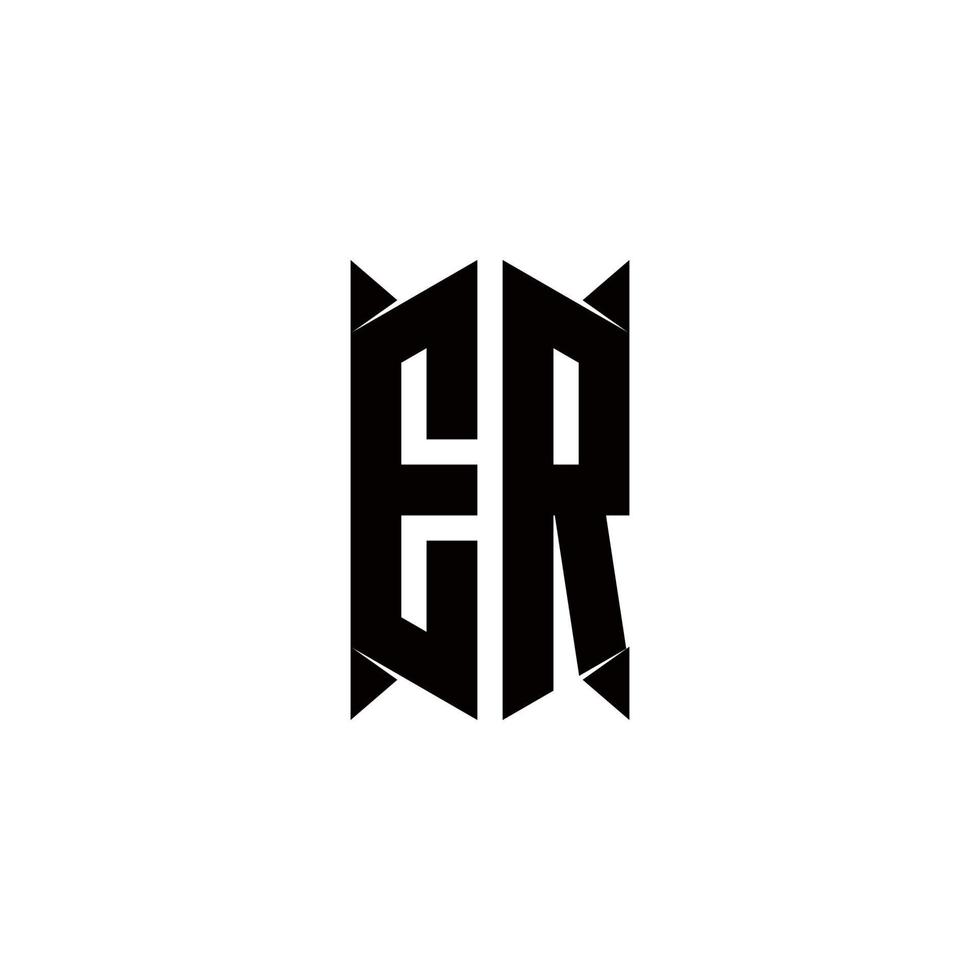 ER Logo monogram with shield shape designs template vector