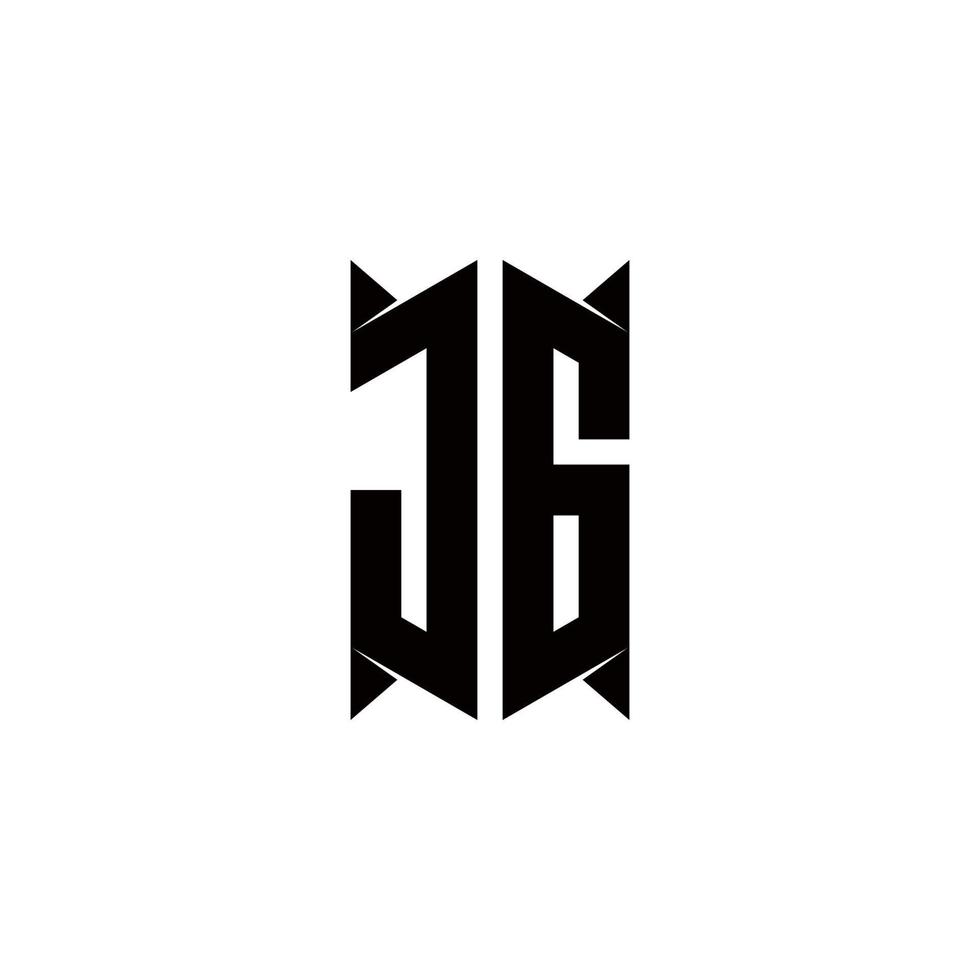 JG Logo monogram with shield shape designs template vector