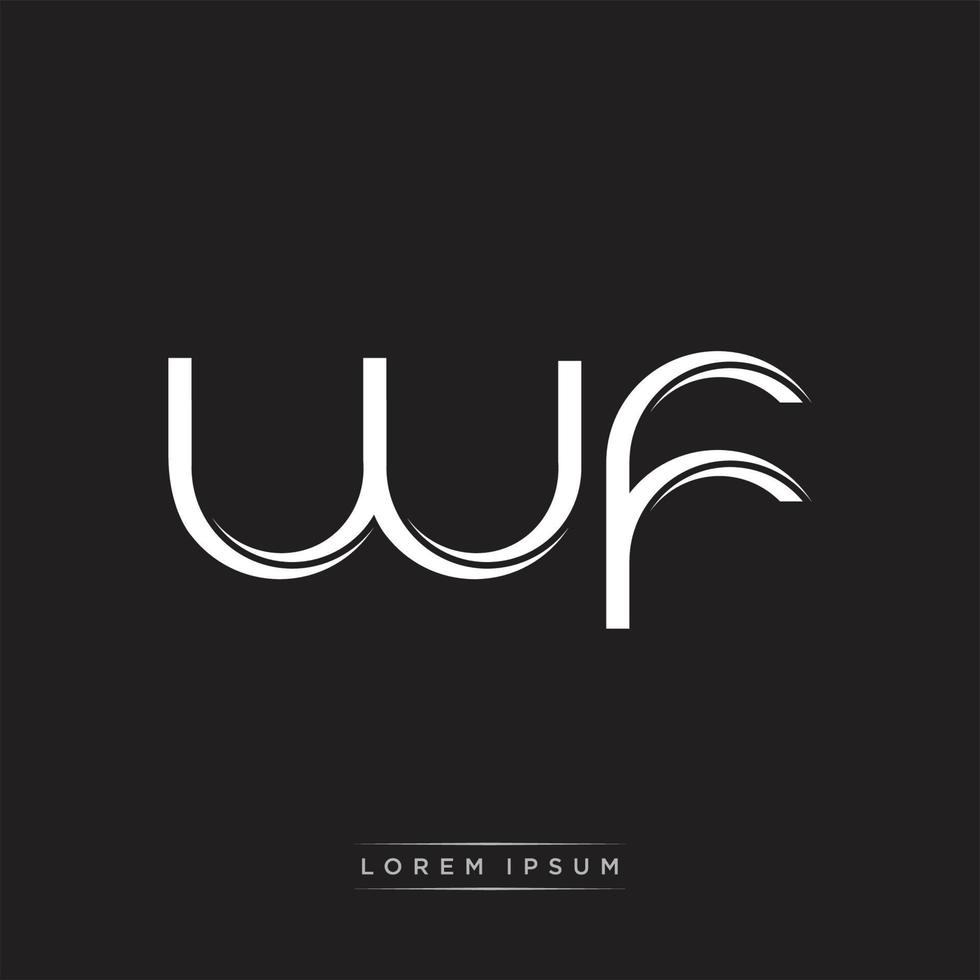 WF Initial Letter Split Lowercase Logo Modern Monogram Template Isolated on Black White vector