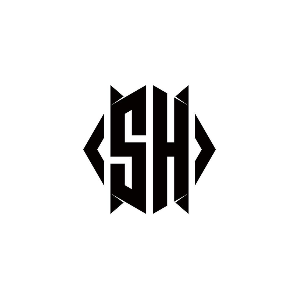 sh logo monograma con proteger forma diseños modelo vector