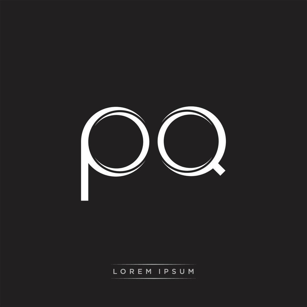 PQ Initial Letter Split Lowercase Logo Modern Monogram Template Isolated on Black White vector