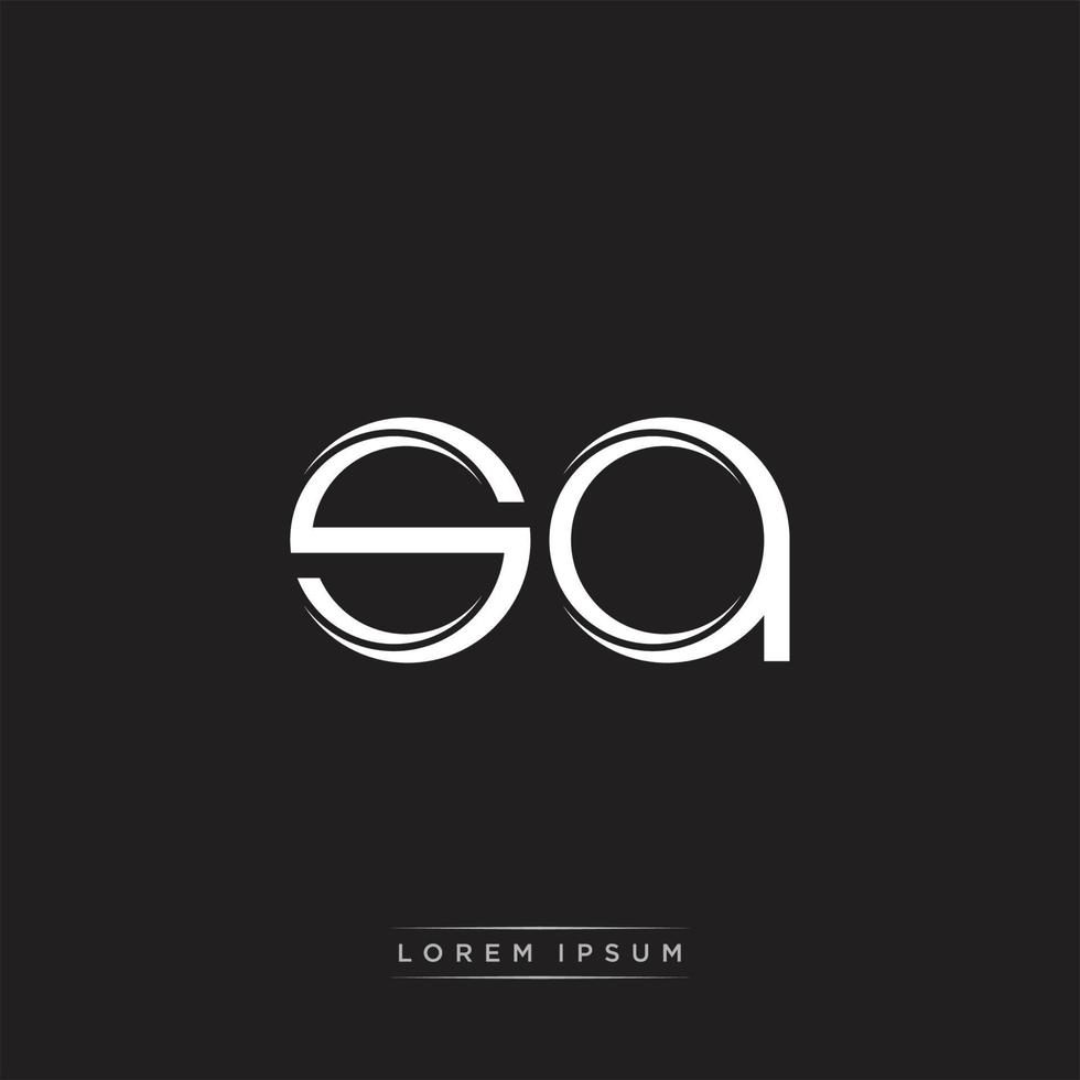 SA Initial Letter Split Lowercase Logo Modern Monogram Template Isolated on Black White vector