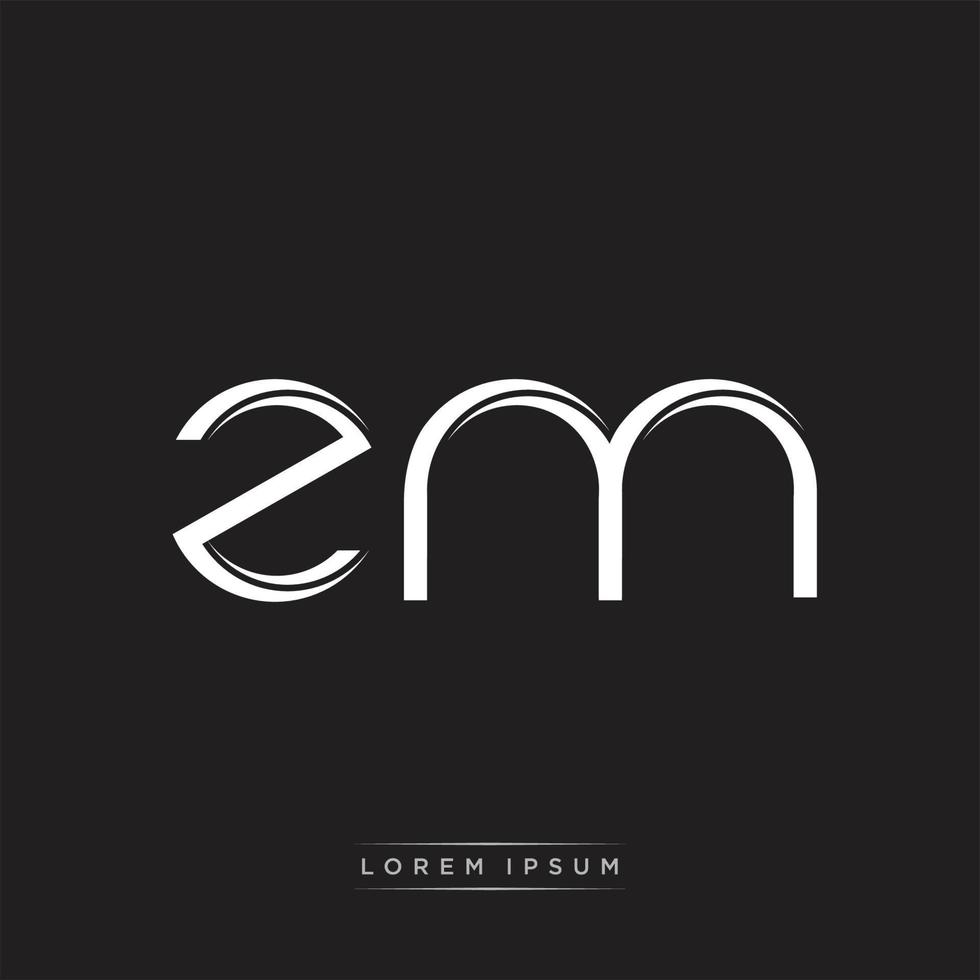 ZM Initial Letter Split Lowercase Logo Modern Monogram Template Isolated on Black White vector