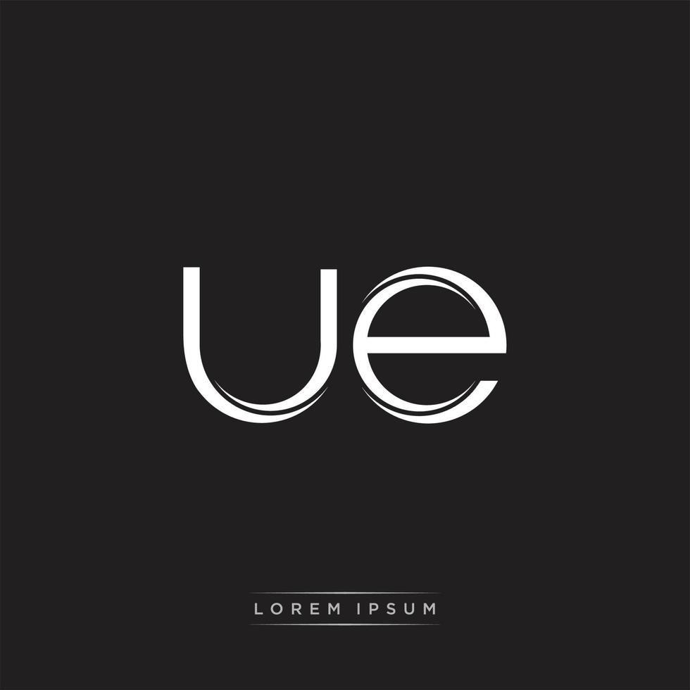 UE Initial Letter Split Lowercase Logo Modern Monogram Template Isolated on Black White vector