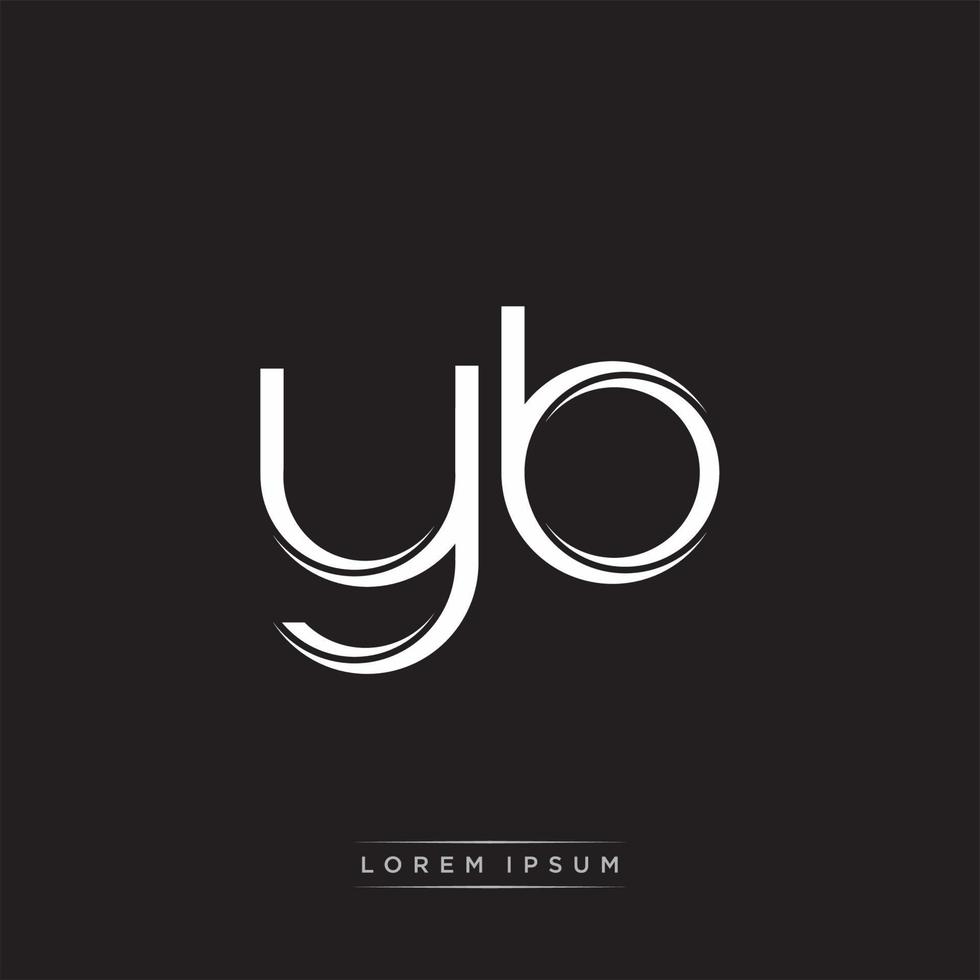 YB Initial Letter Split Lowercase Logo Modern Monogram Template Isolated on Black White vector