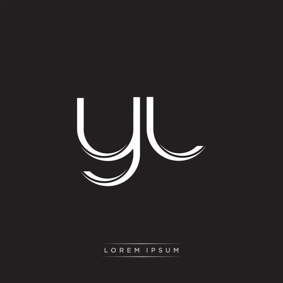 YL Initial Letter Split Lowercase Logo Modern Monogram Template Isolated on Black White vector