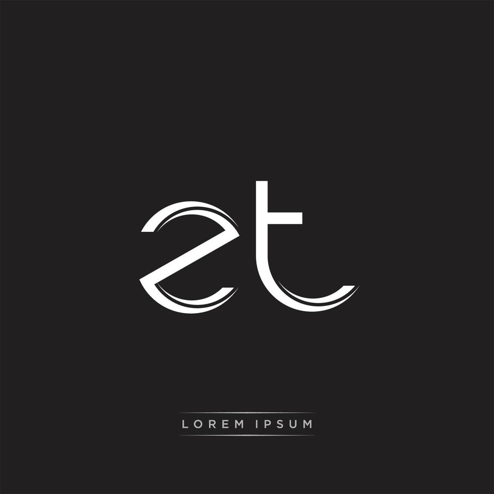 ZT Initial Letter Split Lowercase Logo Modern Monogram Template Isolated on Black White vector