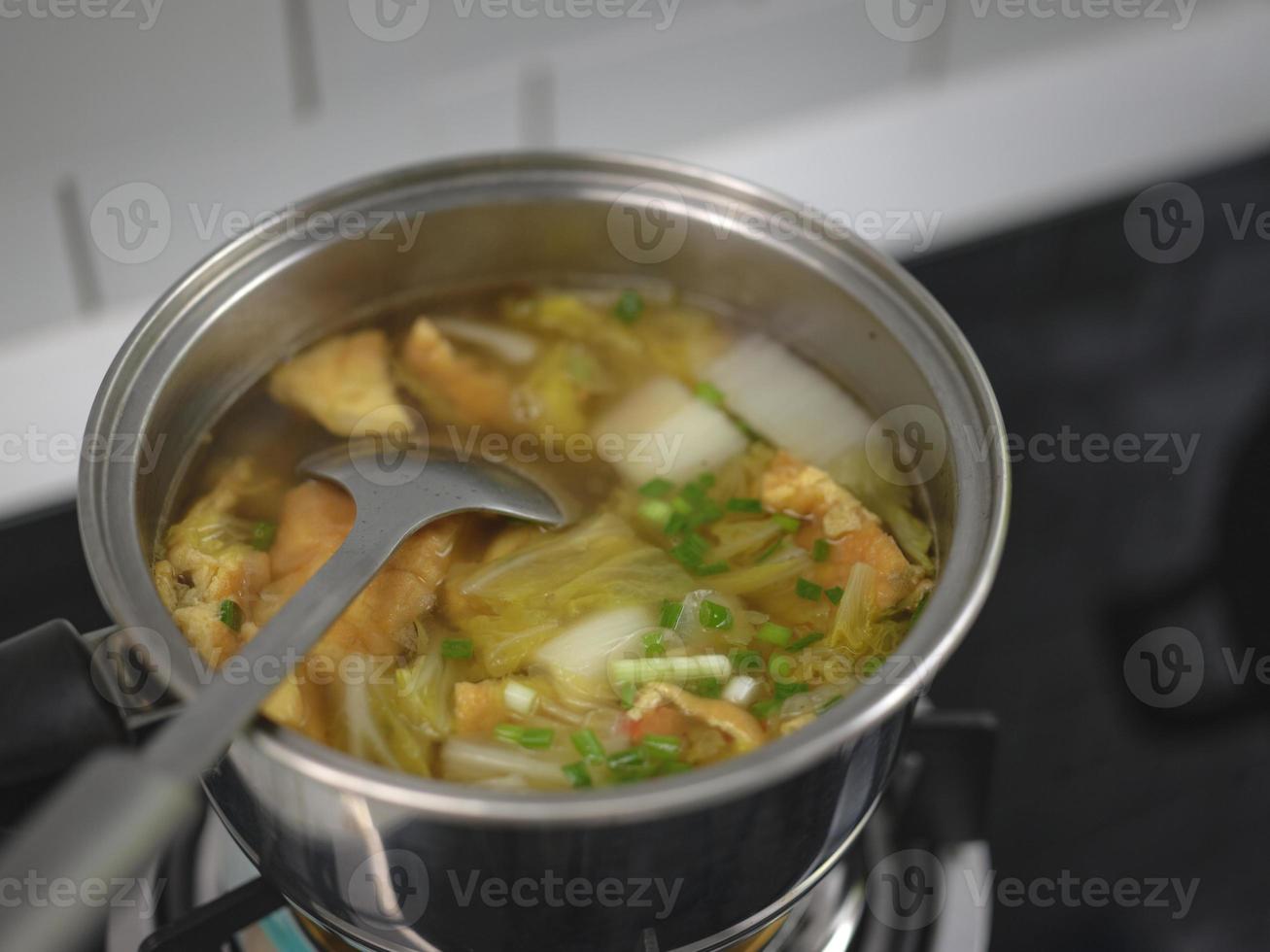 omelet soup and white cabbage soup photo