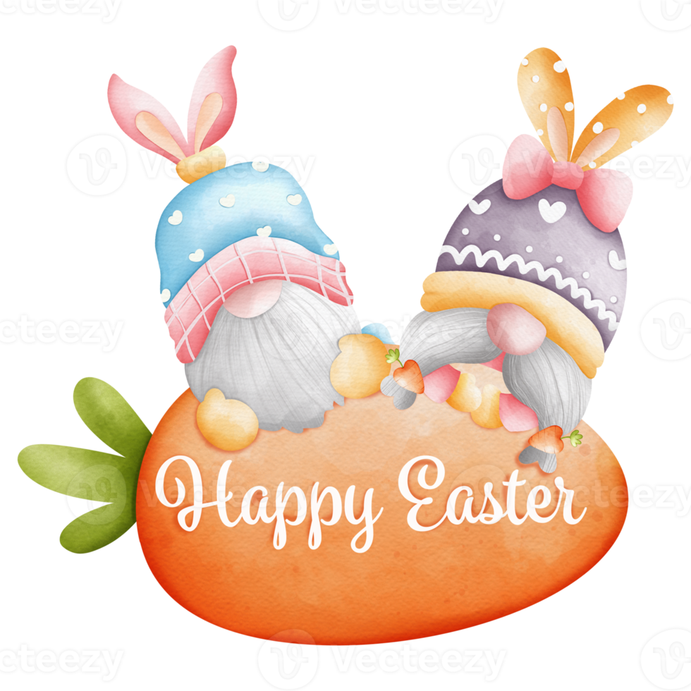 Watercolor cute easter gnome, bunny gnome, Rabbit Gnome Easter Elements png