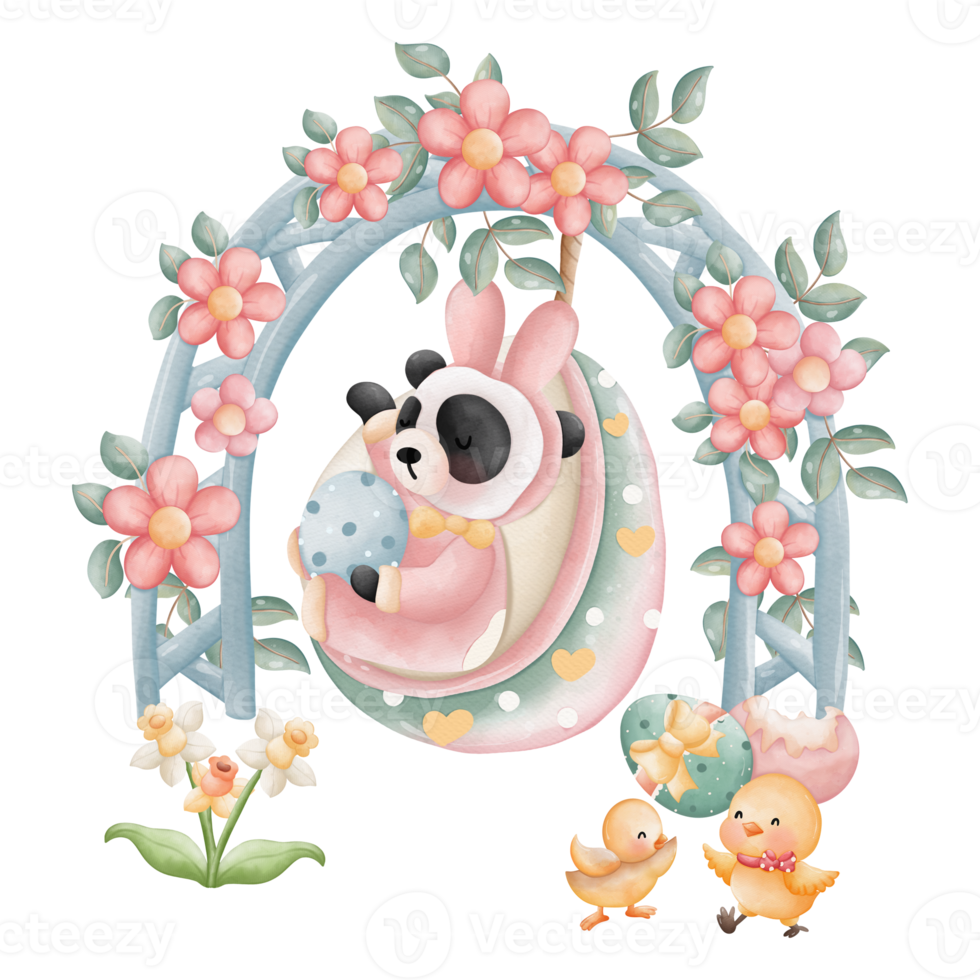 Watercolor Spring Easter Rabbit Animal, Easter Elements, Easter and Spring concept png