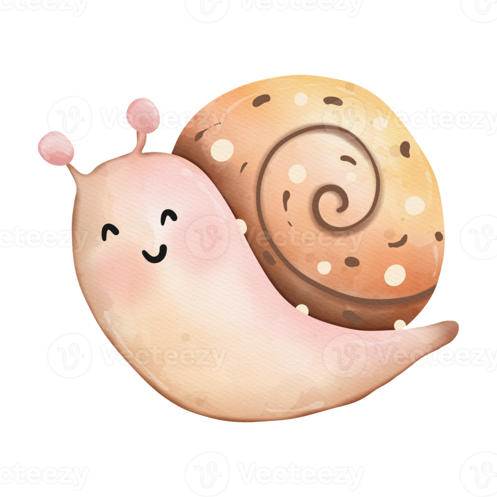 Watercolor cute snail, Spring Elements png