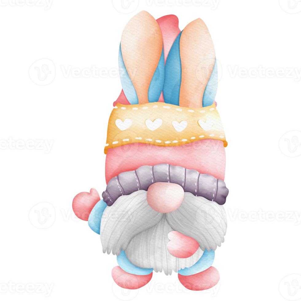 Watercolor cute easter gnome, bunny gnome, Rabbit Gnome Easter Elements png