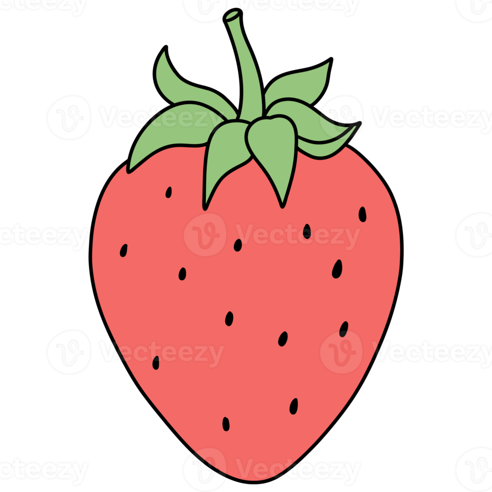 Fresco fresas frutas mano dibujado ilustración png