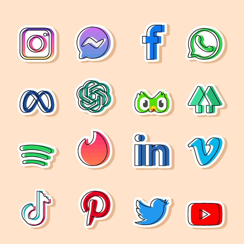 New Mobile Social Media Sticker Collection vector