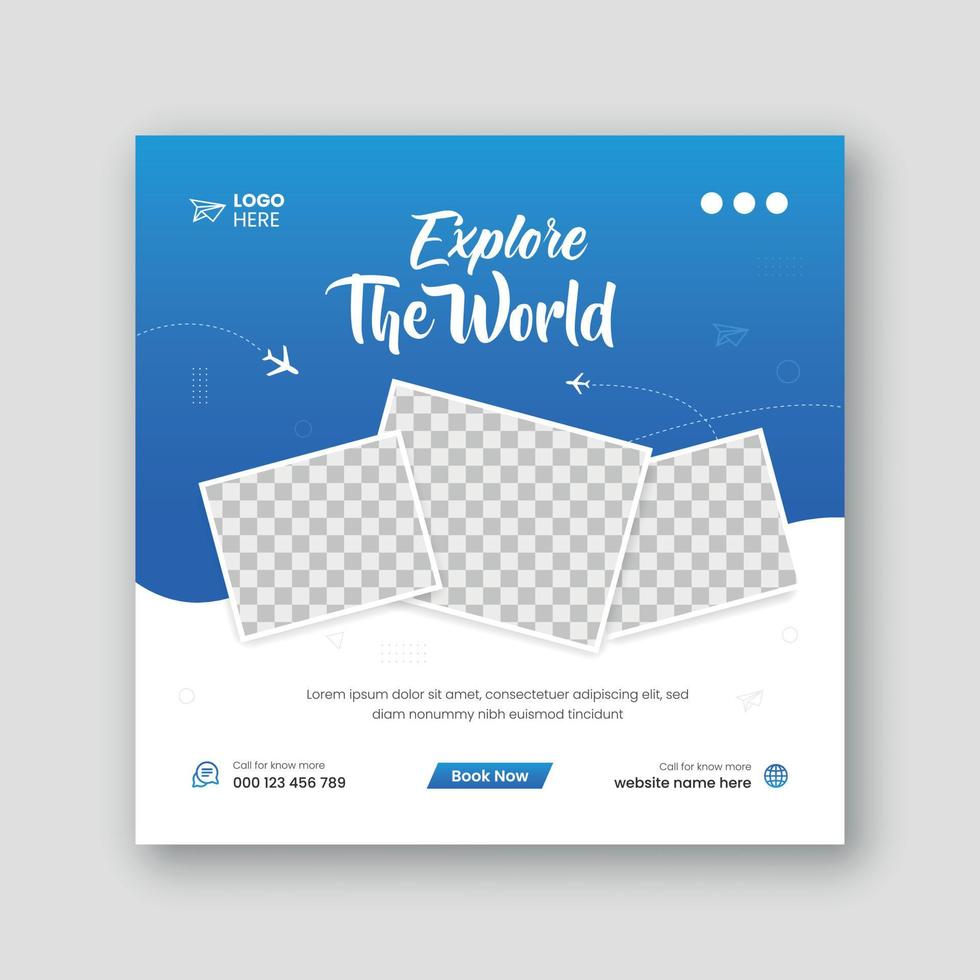Travel The World Social Media Web Banner Design Template vector