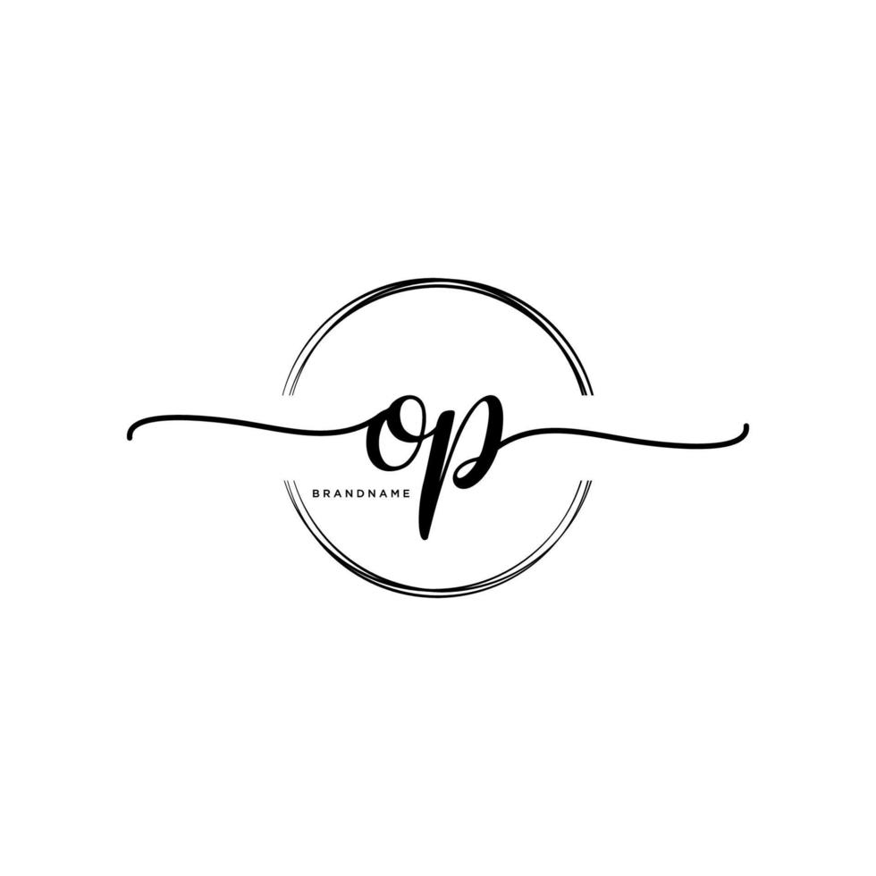 Initial OP feminine logo collections template. handwriting logo of initial signature, wedding, fashion, jewerly, boutique, floral and botanical with creative template for any company or business. vector