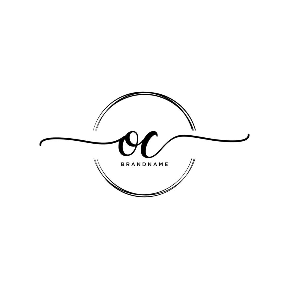 Initial OC feminine logo collections template. handwriting logo of initial signature, wedding, fashion, jewerly, boutique, floral and botanical with creative template for any company or business. vector