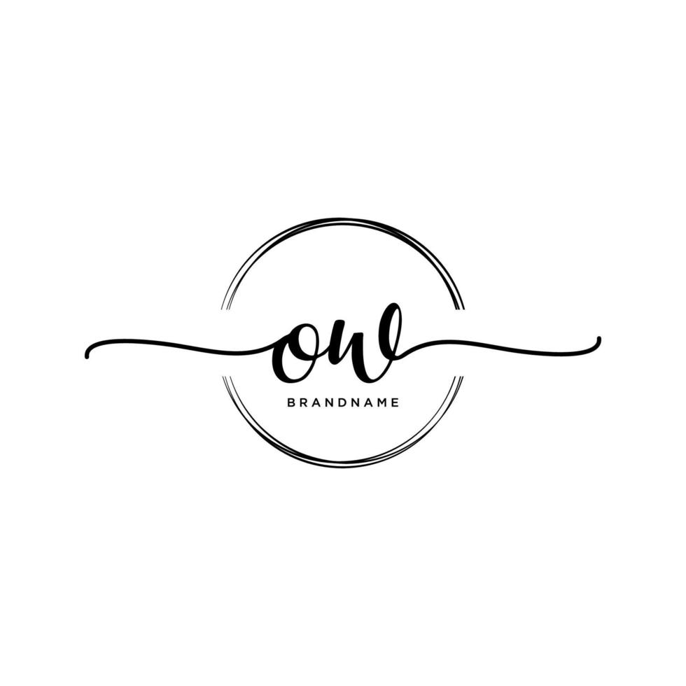 Initial OW feminine logo collections template. handwriting logo of initial signature, wedding, fashion, jewerly, boutique, floral and botanical with creative template for any company or business. vector
