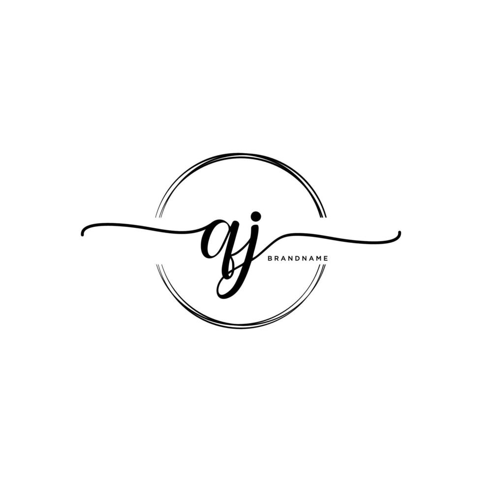 Initial QJ feminine logo collections template. handwriting logo of initial signature, wedding, fashion, jewerly, boutique, floral and botanical with creative template for any company or business. vector