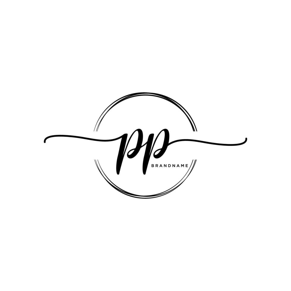 Initial PP feminine logo collections template. handwriting logo of initial signature, wedding, fashion, jewerly, boutique, floral and botanical with creative template for any company or business. vector