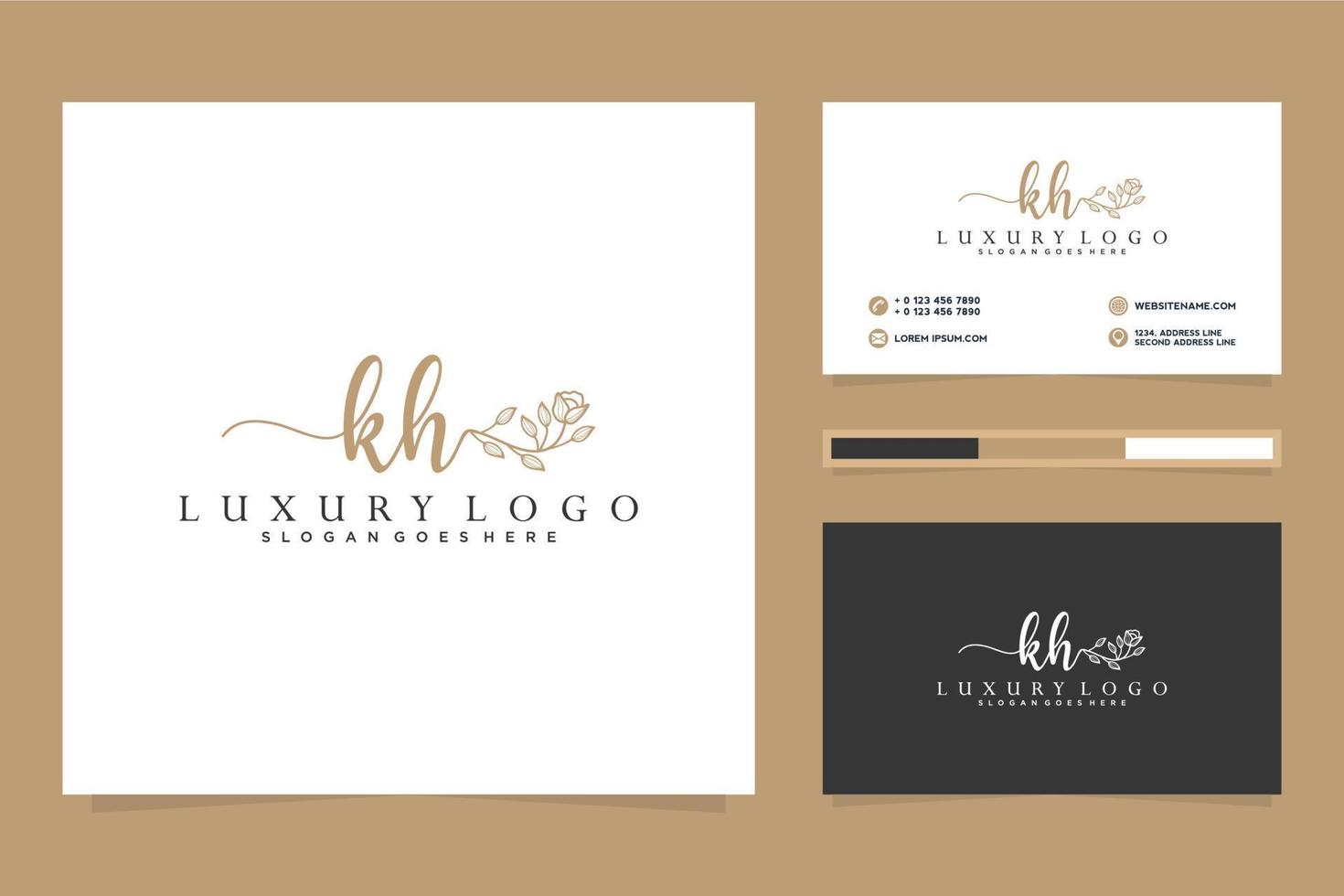 Initial KH Feminine logo collections and business card templat Premium Vector