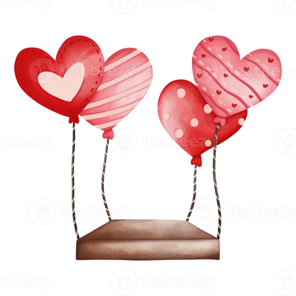 Watercolor Heart balloon, Balloon of Love, Valentine's Day Heart Balloon, Valentine Element png