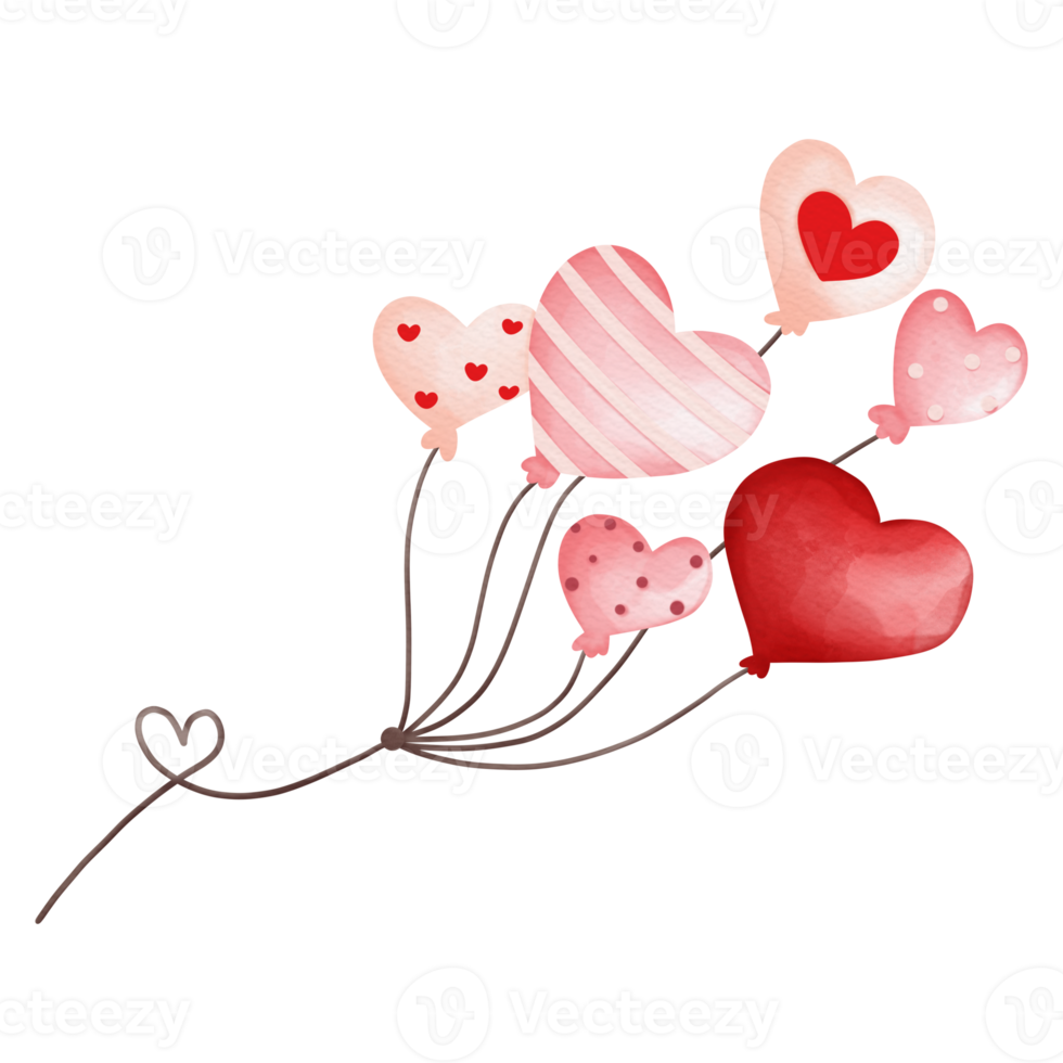 aquarellherzballon, ballon der liebe, valentinstagherzballon, valentinsgrußelement png