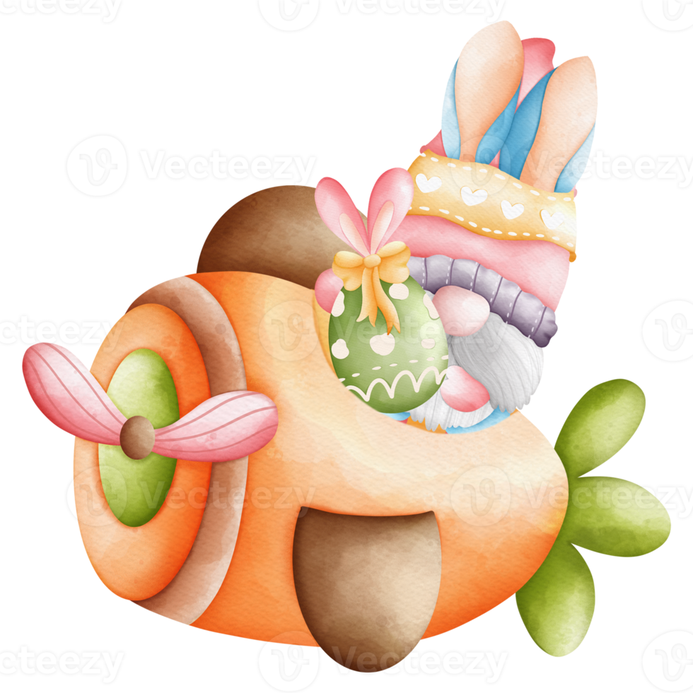 Watercolor cute easter gnome, bunny gnome, Rabbit Gnome Easter Elements