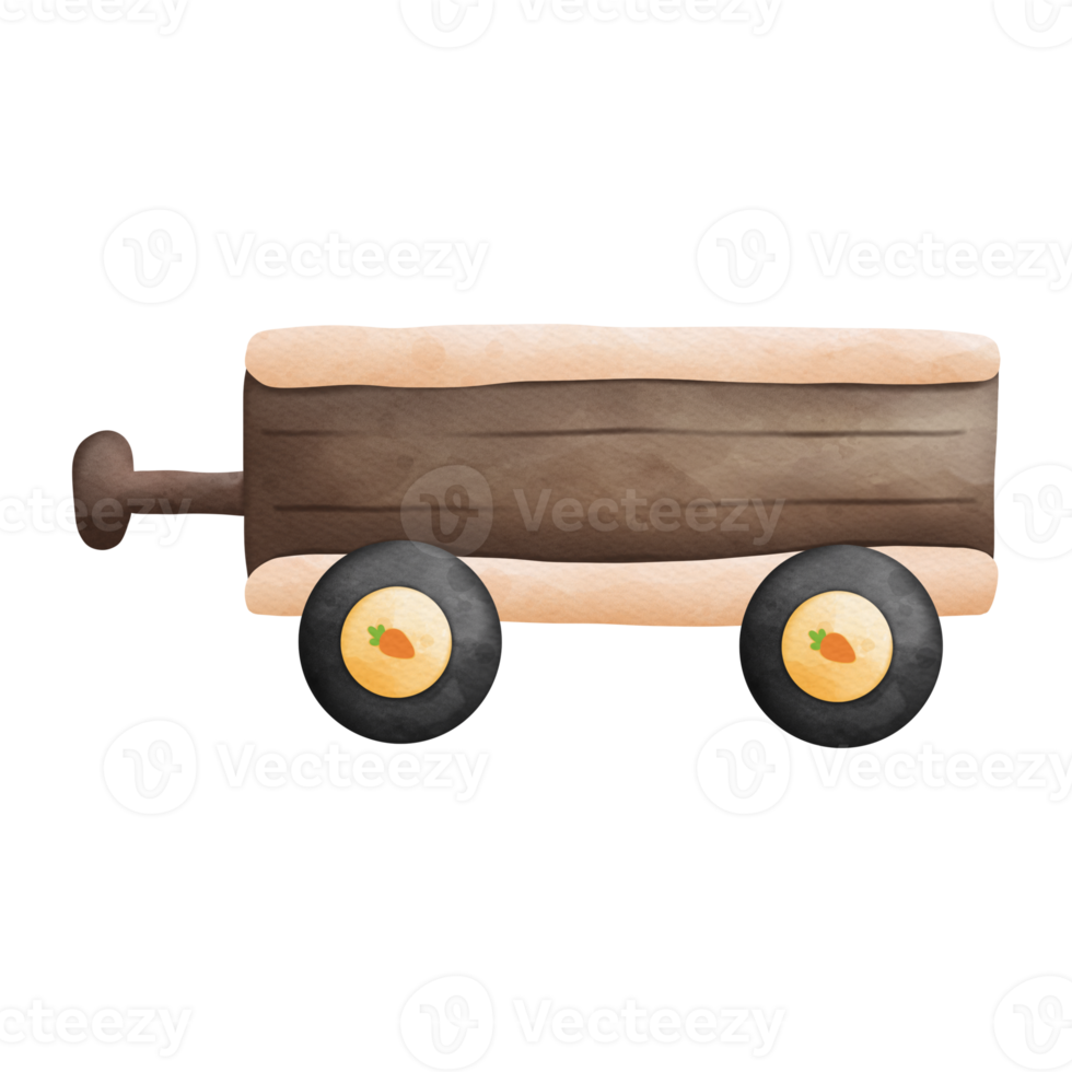 vattenfärg trä- vagn, påsk element, påsk bruka begrepp png