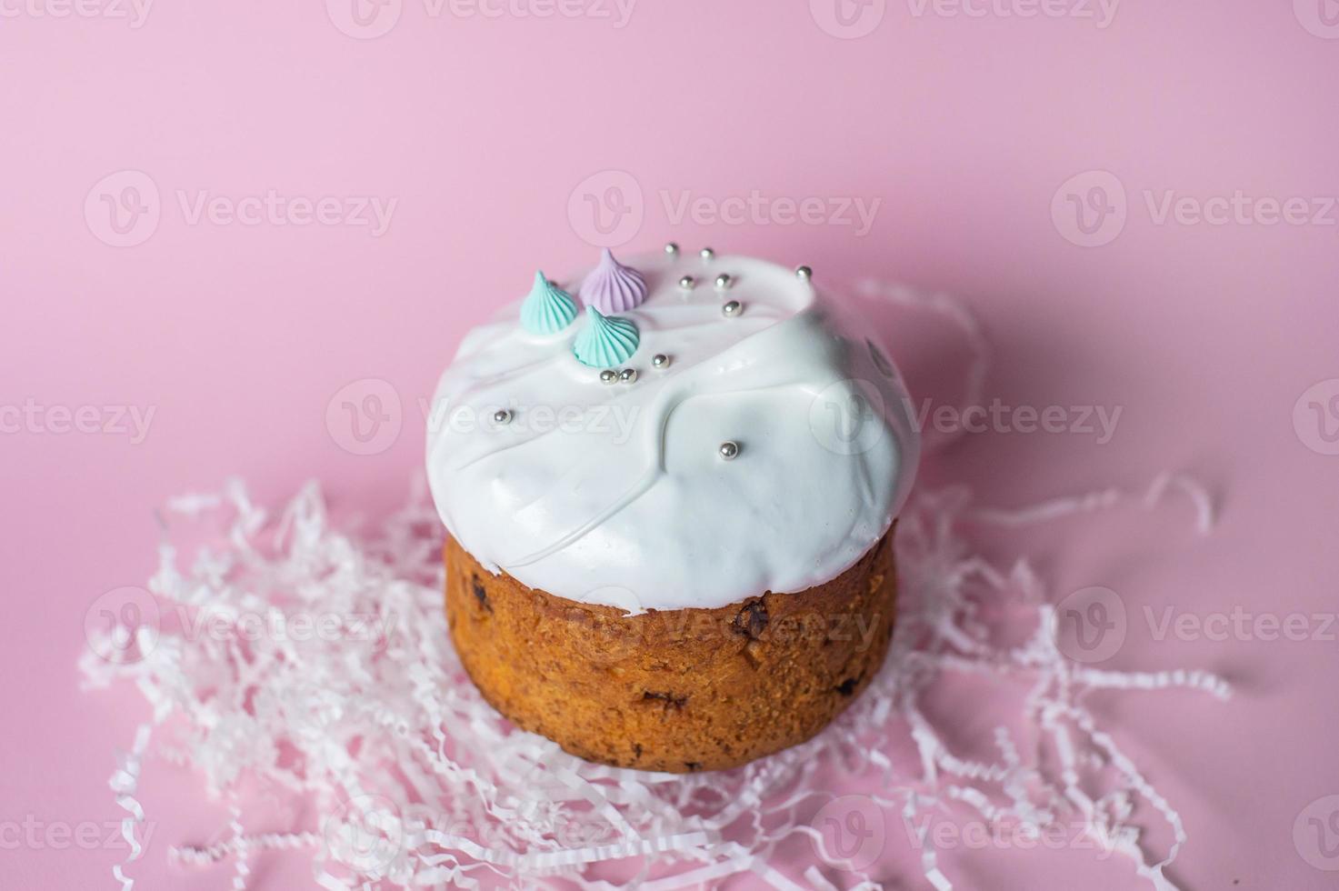 Festive cake in white glaze photo