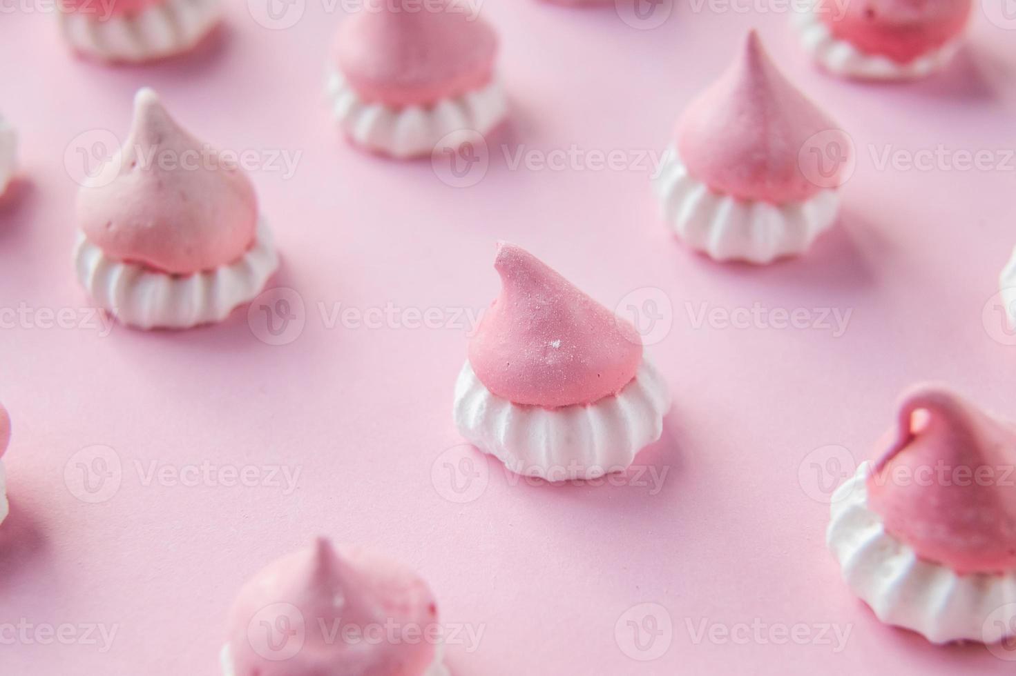 Scattered pink and white decor for baking, meringue , a place to advertise a pastry chef photo
