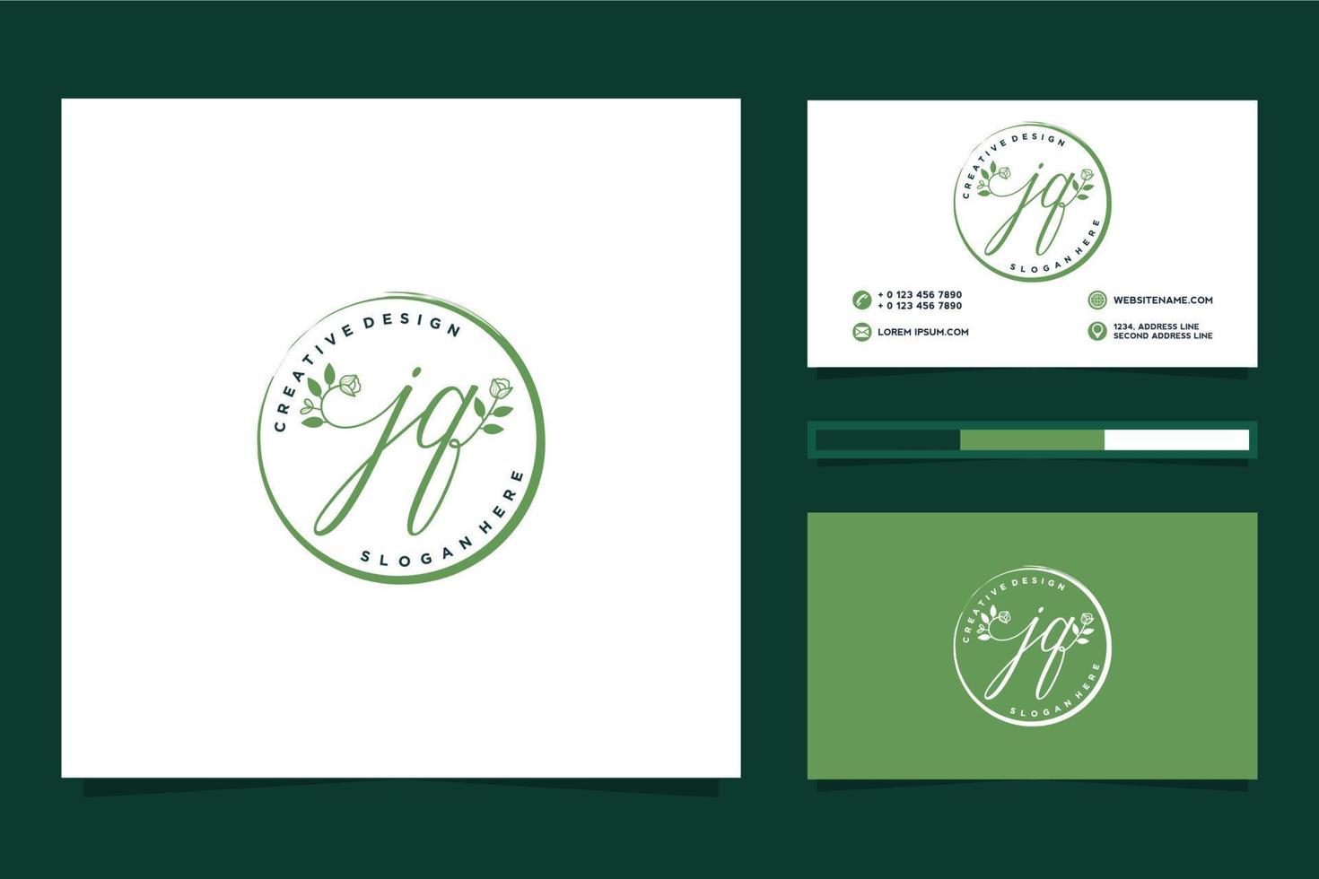 Initial JQ Feminine logo collections and business card templat Premium Vector