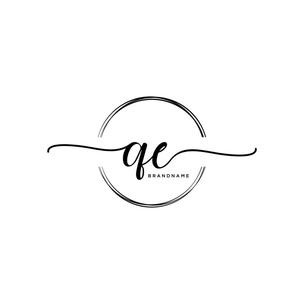 Initial QE feminine logo collections template. handwriting logo of initial signature, wedding, fashion, jewerly, boutique, floral and botanical with creative template for any company or business. vector