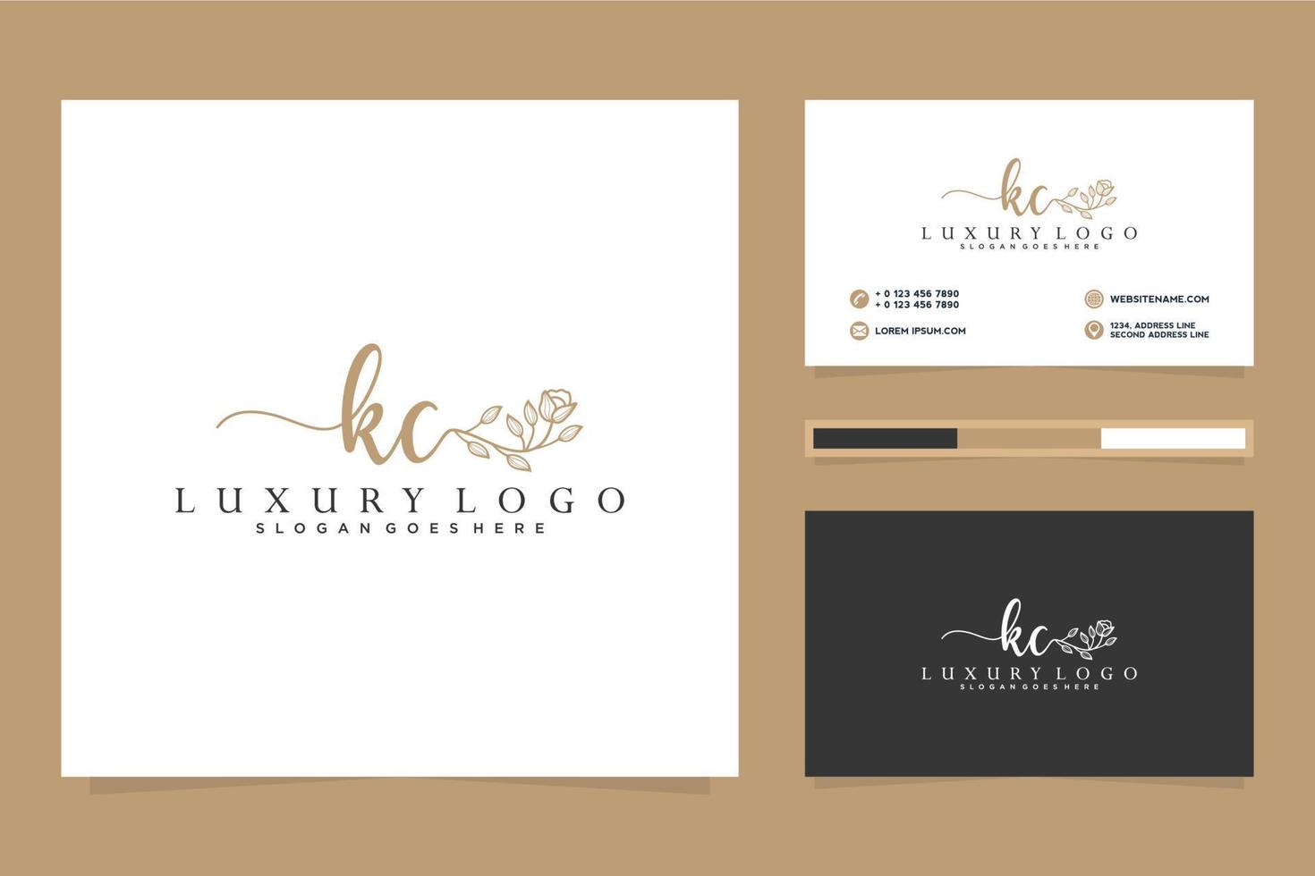 Initial KC Feminine logo collections and business card templat Premium Vector