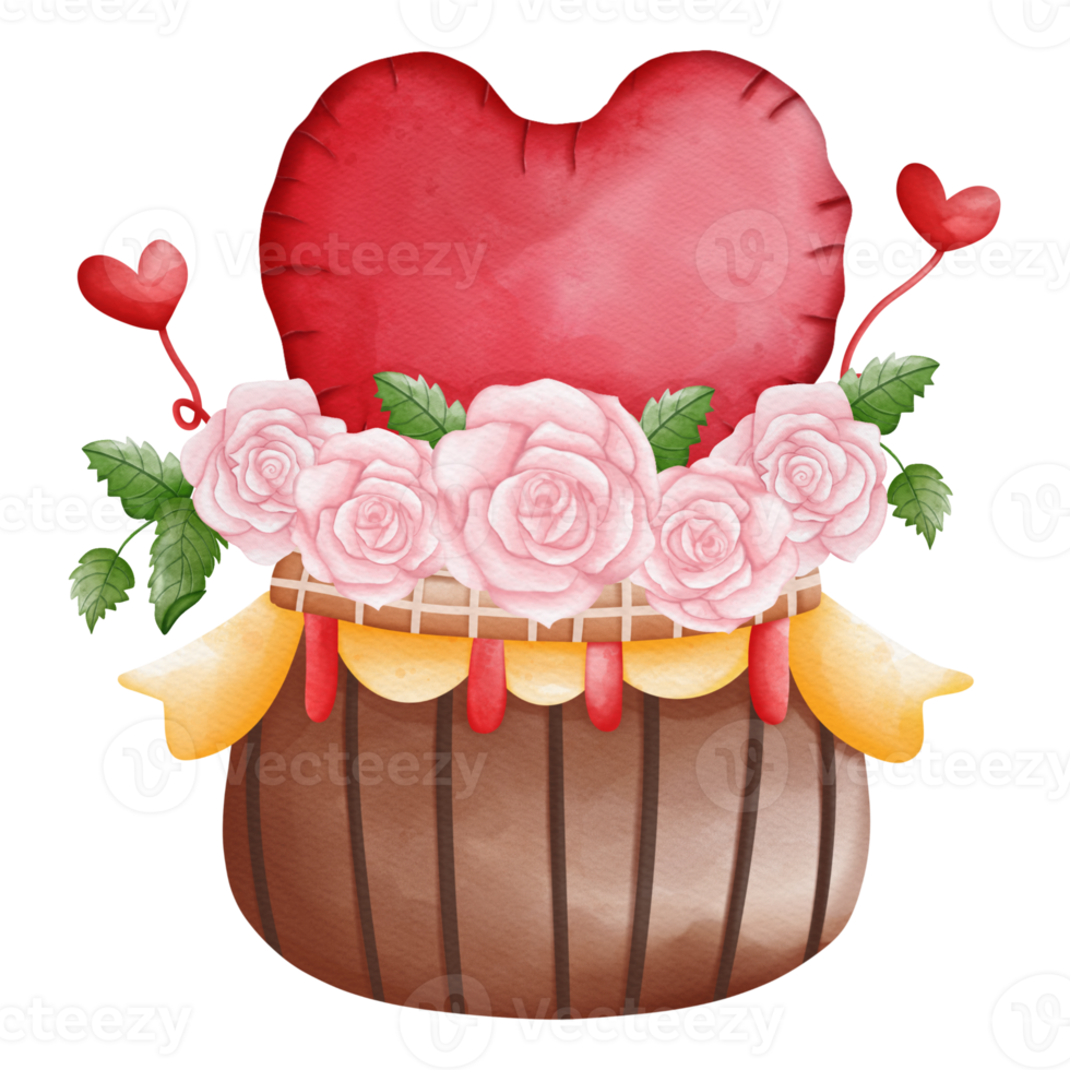 Bouquet of Rose hand drawn illustration for Valentine, Watercolor Valentine elements png