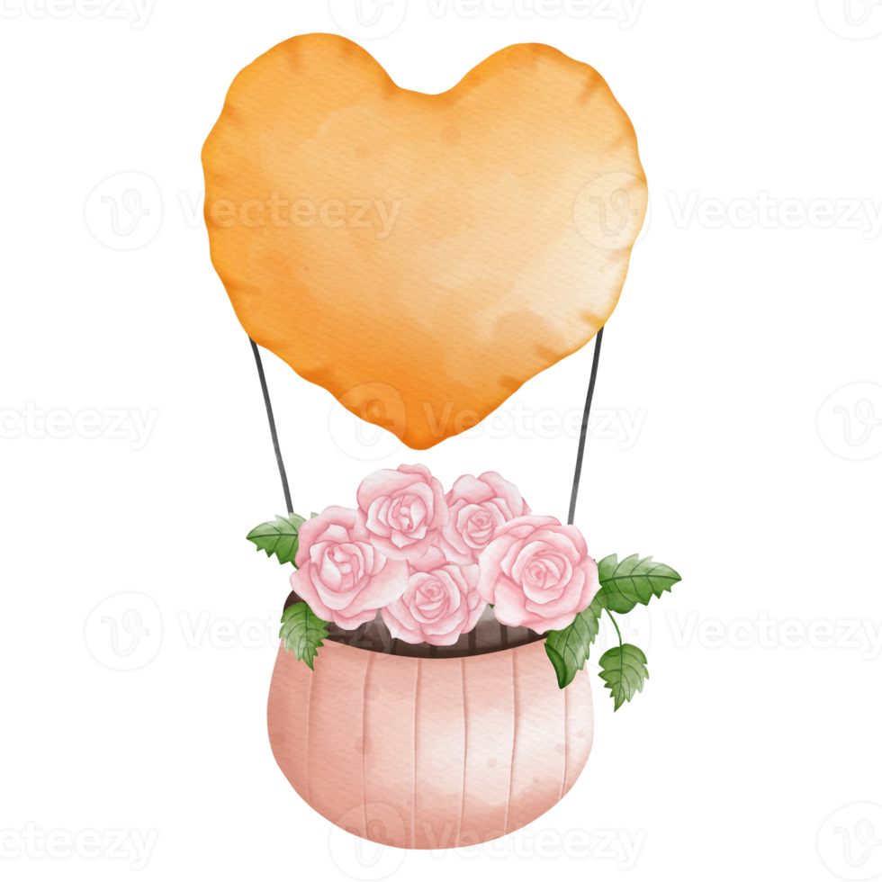 Watercolor Heart balloon, Balloon of Love, Valentine's Day Heart Balloon, Valentine Element png