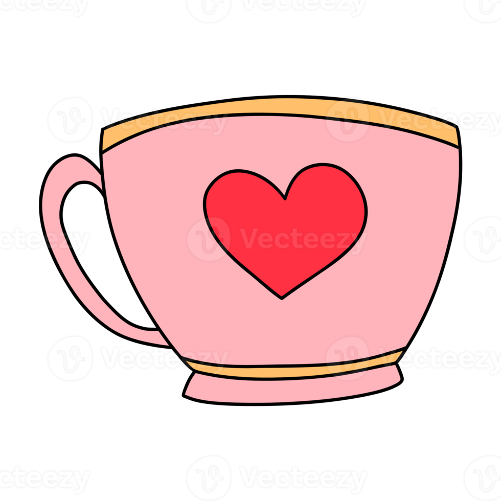 Lovely Heart Mug, Valentine's Day Mug, Mug of Love, Valentine Element png