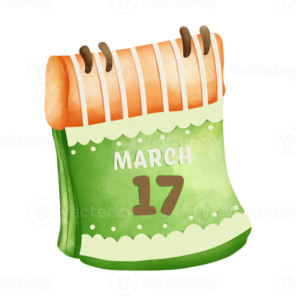 calendar with date 17 march, nordic style, Saint Patrick day Element png