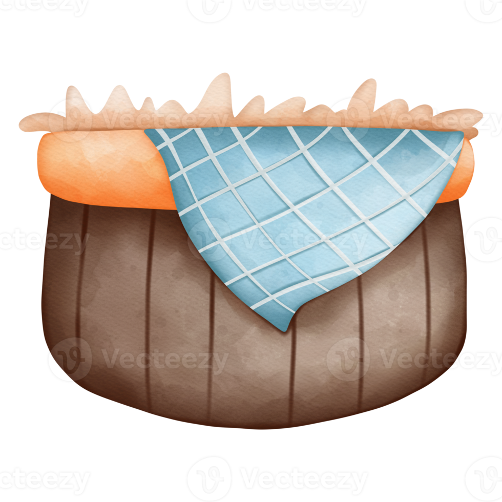 acuarela Paja cesta, agricultura concepto png