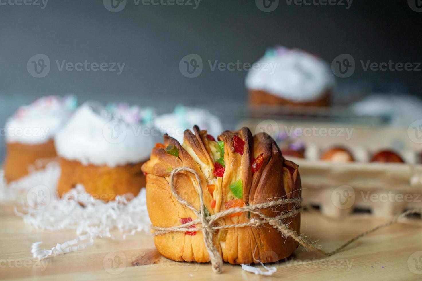 Festive kraffin with dried fruits is on the table photo
