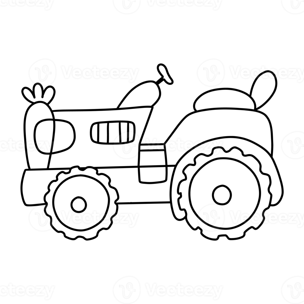 Easter tractor illustration, Easter Elements, Easter farm concept