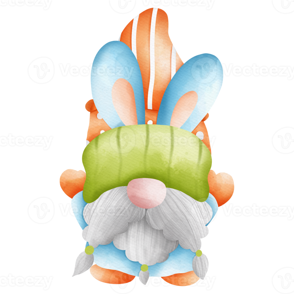 Watercolor cute easter gnome, bunny gnome, Rabbit Gnome Easter Elements png