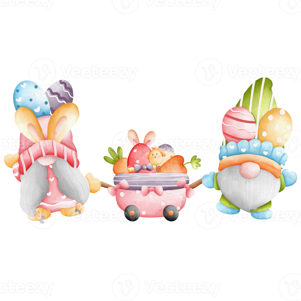 Watercolor cute easter gnome, bunny gnome, Rabbit Gnome Easter Elements png