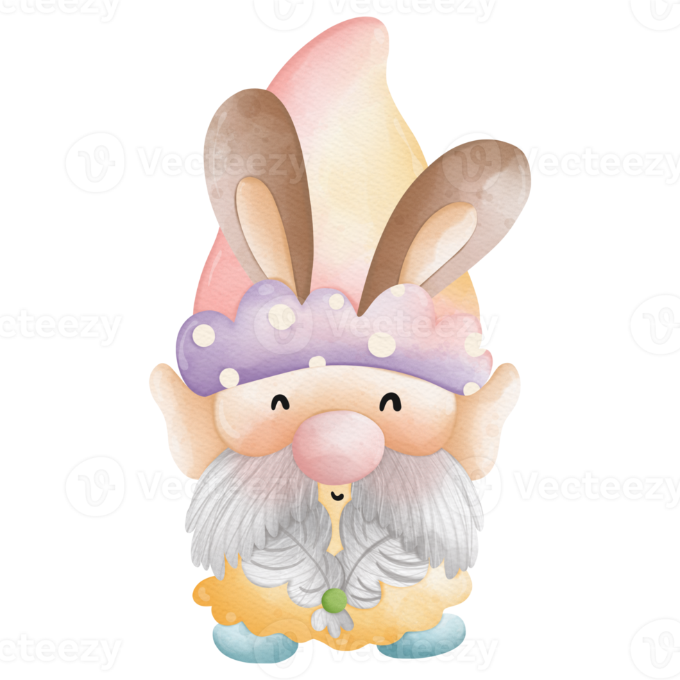 Watercolor cute easter gnome, bunny gnome, Rabbit Gnome Easter Elements png