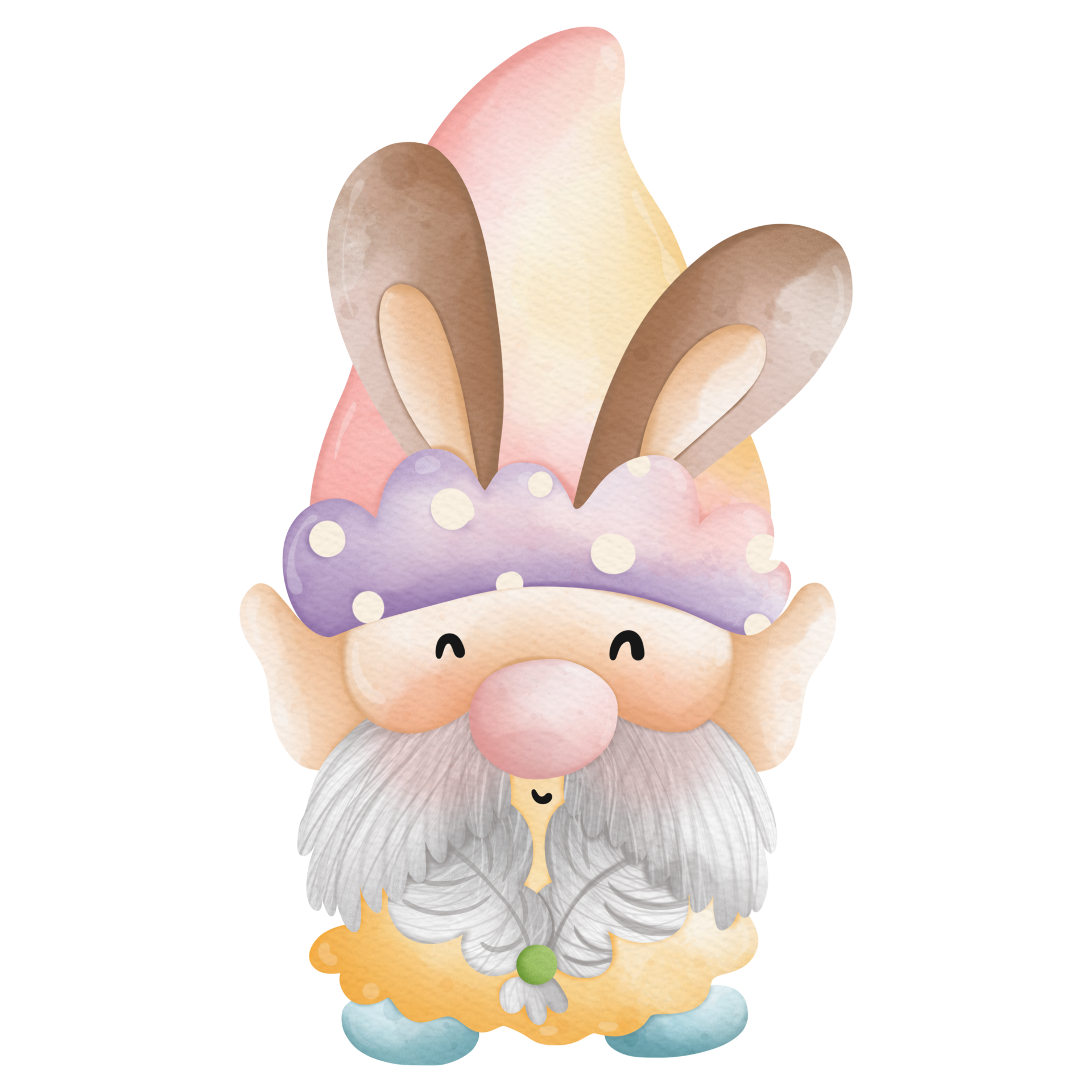 Watercolor cute easter gnome, bunny gnome, Rabbit Gnome Easter Elements