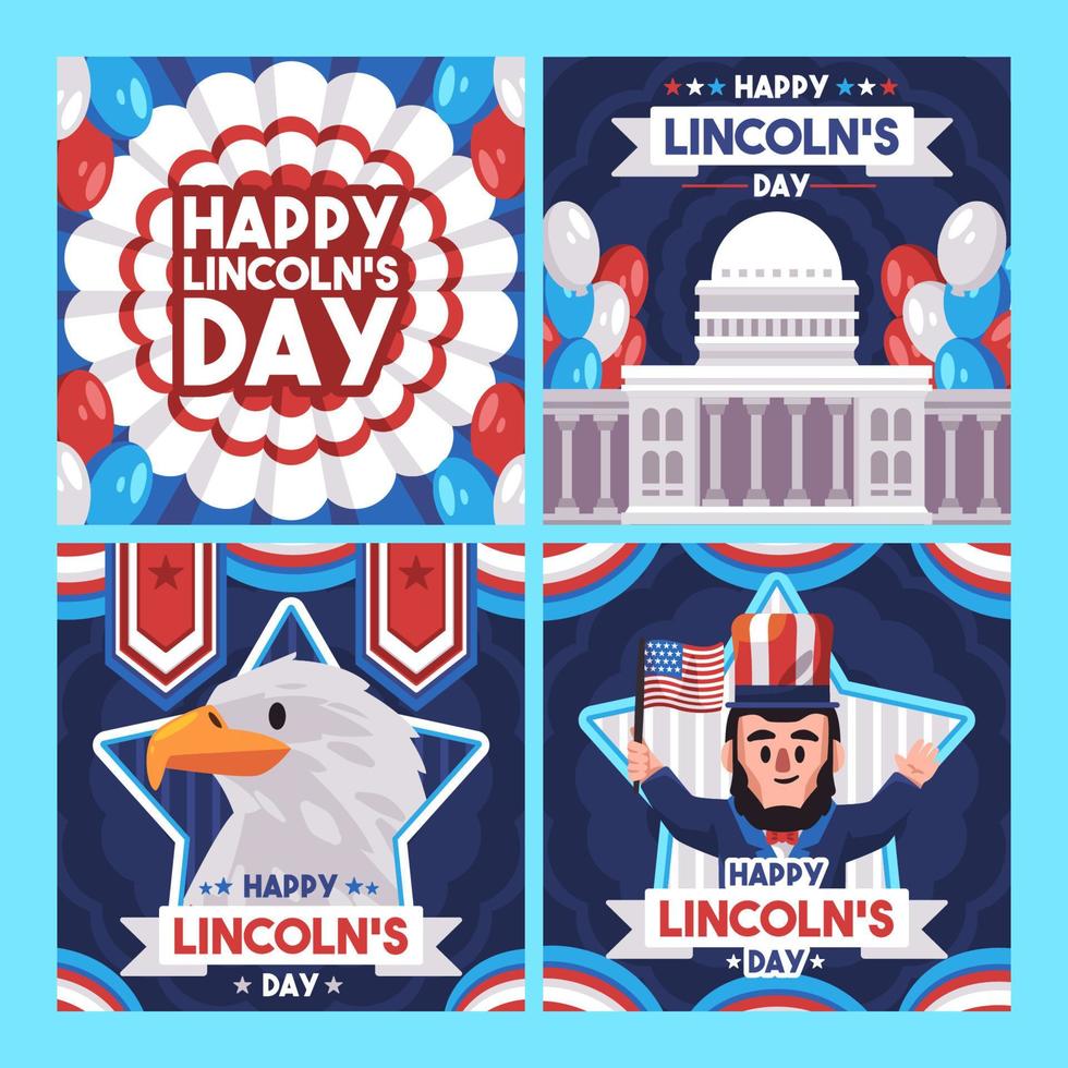 Social Media Posts Template of Lincoln's day vector