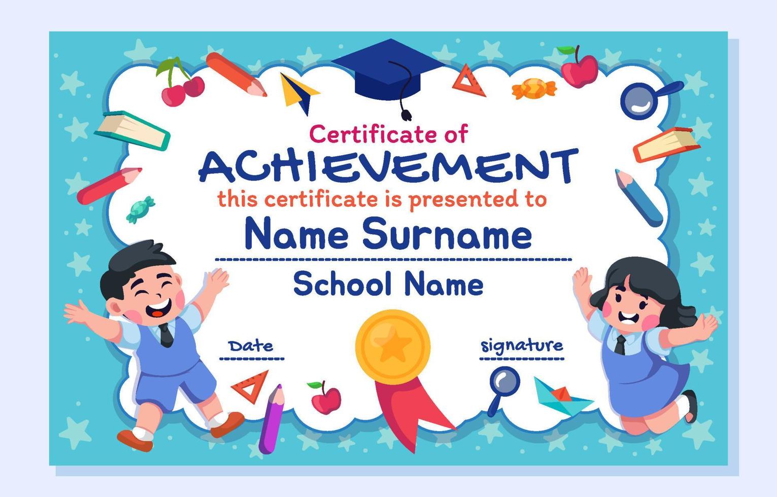 Children School Certificate Template vector