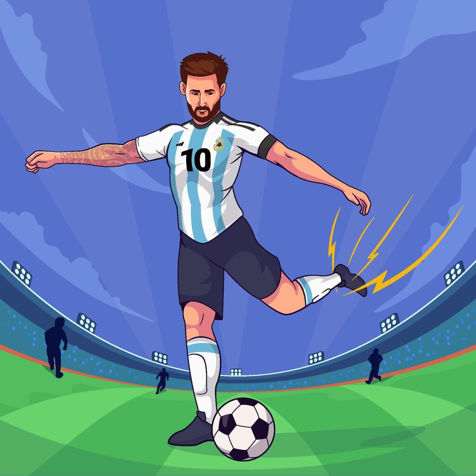 leonel messi patadas el pelota vector