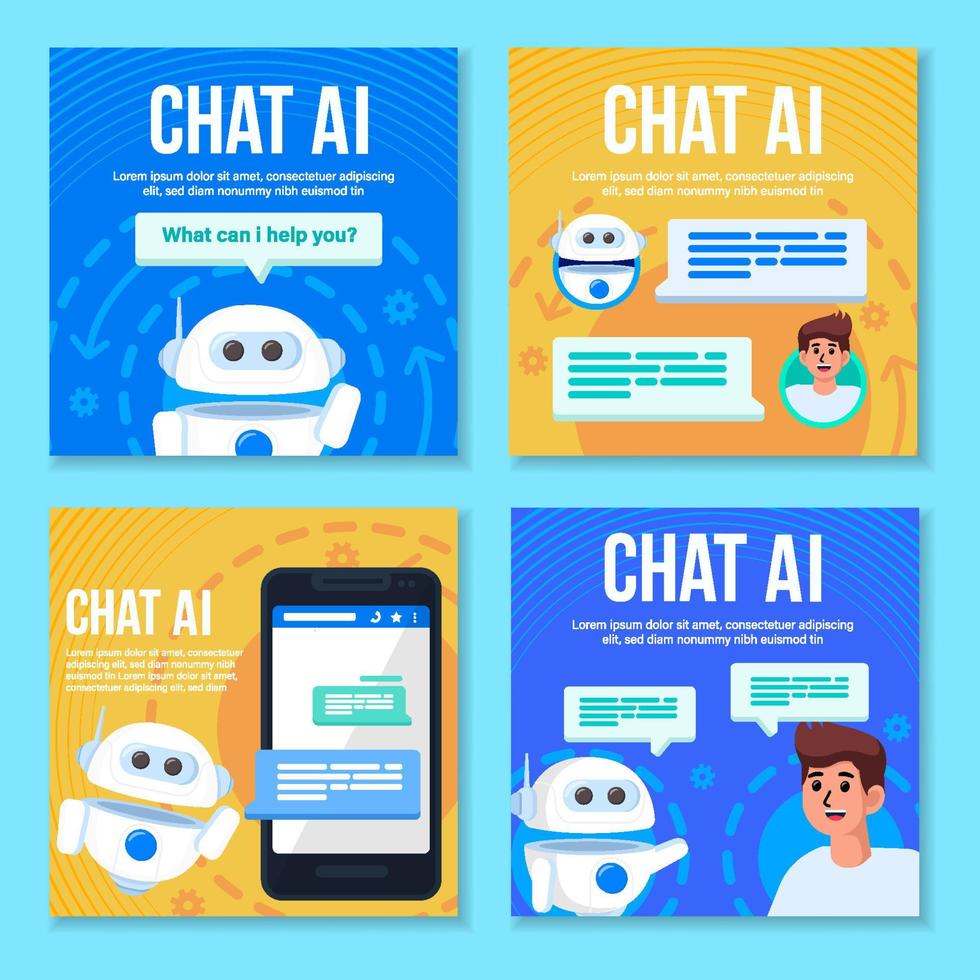 Chat AI Bot Social Media Post Template vector